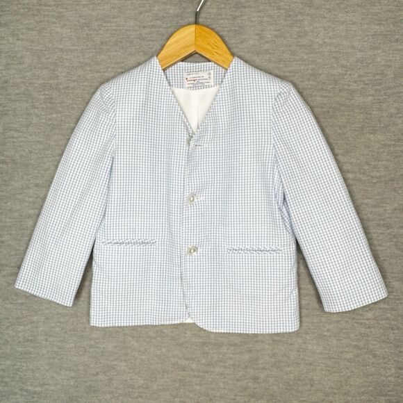 Vintage Imp Originals Blazer Suit Jacket Size 4 Easter Blue White Gingham FLAW - Picture 1 of 6
